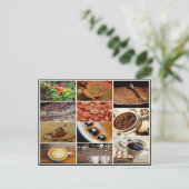 Colorful cappuccino koffiecafé drink collage briefkaart (Staand voorkant)