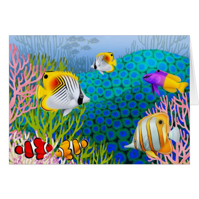 Colorful Caribbean Coral Reef Card (Voorkant Horizontaal)