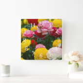 Colorful Carnance Flowers Clock Vierkante Klok (Huis)