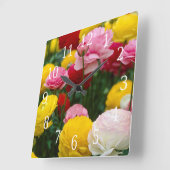 Colorful Carnance Flowers Clock Vierkante Klok (Hoek)