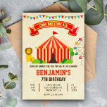 Colorful Carnival Circus Kids Birthday Uitnodiging<br><div class="desc">Verrijk je gasten met dit coole carnival thema verjaardagsfeest, met een schattige leeuw, een mooie circustent en een kleurrijk reuzenrad met levendige typografie tegen een parkachtergrond. Voeg eenvoudig uw gebeurtenisdetails op deze makkelijk te gebruiken sjabloon toe om het één-van-een-soort uitnodiging te maken. Draai de kaart om een rood en beige...</div>
