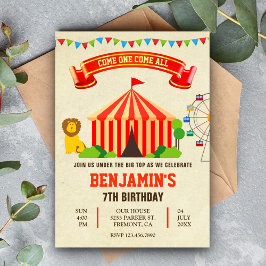 Colorful Carnival Circus Kids Birthday Uitnodiging