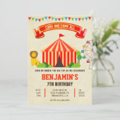 Colorful Carnival Circus Kids Birthday Uitnodiging (Staand voorkant)