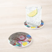 Colorful Carnival Clown Abstract Impressionisme Zandsteen Onderzetter (Zijkant)