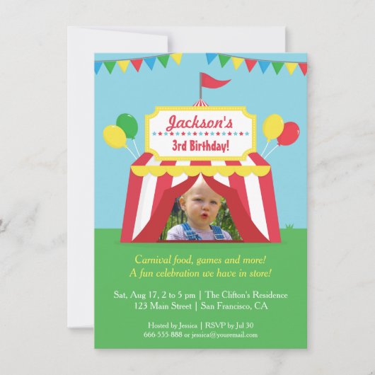 Colorful Carnival Kinderen van Birthday Foto Kaart (Voorkant)