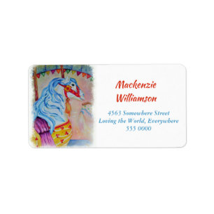 COLORFUL CAROUSEL HORSE ADRES ETIKET