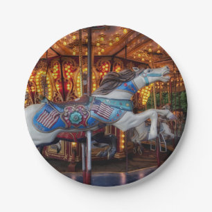 Colorful Carousel Horse and Merry Go Round Papieren Bordje