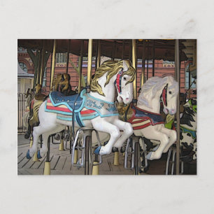 Colorful Carousel Horses Foto Art Briefkaart