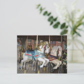 Colorful Carousel Horses Foto Art Briefkaart (Staand voorkant)