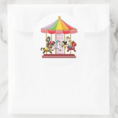 Colorful Carousel Ronde Sticker (Tas)