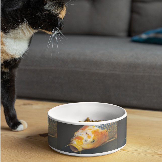 Colorful Carp Fish Photo Pattern Pet Voerbakje (In Situ)