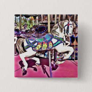 Colorful Carrousel Horse at at Carnival Photo Gift Vierkante Button 5,1 Cm