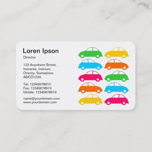 Colorful Cars 02 Visitekaartje (Achterkant)