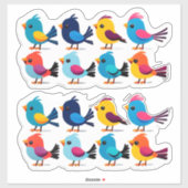 Colorful Cartoon Bird Sticker Set (Vel)