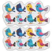 Colorful Cartoon Bird Sticker Set (Voorkant)