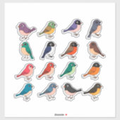 Colorful Cartoon Bird Sticker Set (Vel)