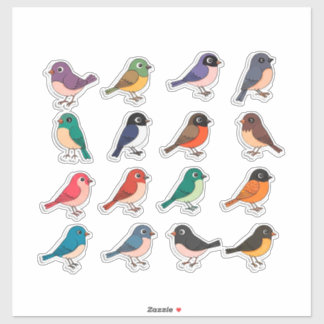 Colorful Cartoon Bird Sticker Set