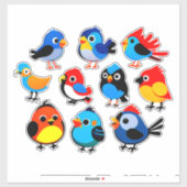 Colorful Cartoon Bird Sticker Set (Vel)