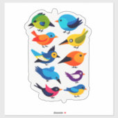 Colorful Cartoon Bird Sticker Set (Vel)