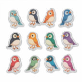 Colorful Cartoon Bird Sticker Set (Voorkant)