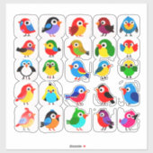 Colorful Cartoon Bird Sticker Set (Vel)