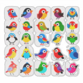 Colorful Cartoon Bird Sticker Set (Voorkant)