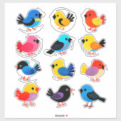 Colorful Cartoon Bird Sticker Set (Vel)