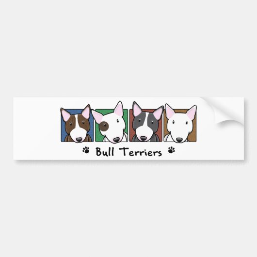 Colorful Cartoon Bull Terriers Bumpersticker (Voorkant)