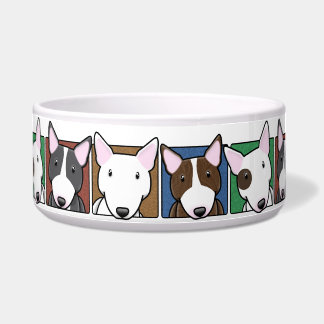 Colorful Cartoon Bull Terriers Voerbakje