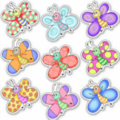 Colorful Cartoon Butterflies Sticker (Voorkant)