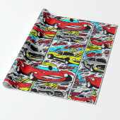 Colorful Cartoon Cars Comic Pattern Wrapping Paper Cadeaupapier (Uitgerold)