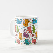 Colorful Cartoon Cats Pattern Mug – Cute Cat Lover Koffiemok (Voorkant links)