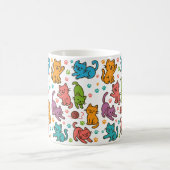Colorful Cartoon Cats Pattern Mug – Cute Cat Lover Koffiemok (Center)