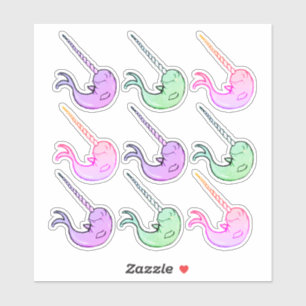Colorful Cartoon Cute Kawaii Narwhal Sticker