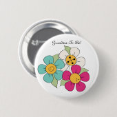 Colorful Cartoon Daisies Grandmoeder Button (Voorkant /achterkant)