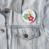 Colorful Cartoon Daisies Grandmoeder Button (In situ)