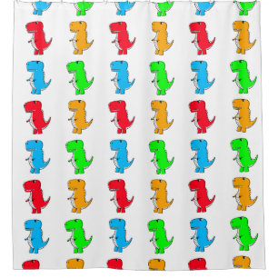 Colorful Cartoon Dinosaur Pattern Douchegordijn