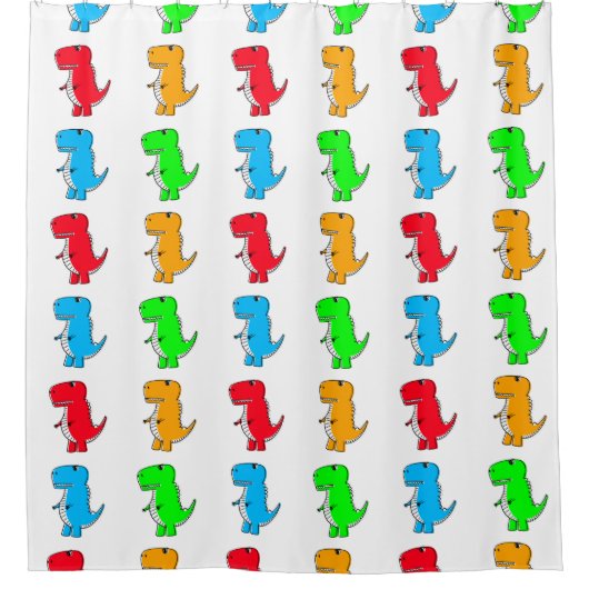 Colorful Cartoon Dinosaur Pattern Douchegordijn (Voorkant)