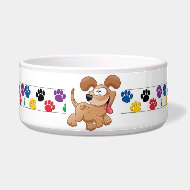 Colorful Cartoon Dog Dish Voerbakje (Voorkant)