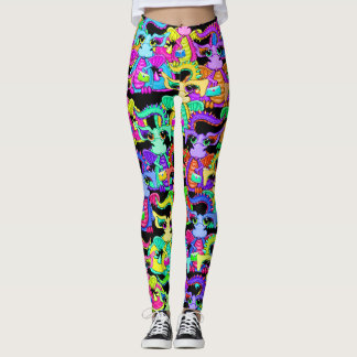 Colorful Cartoon Dragons Leggings