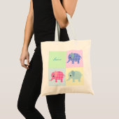Colorful Cartoon Elephants Jumbo Canvas tas (Voorkant (product))