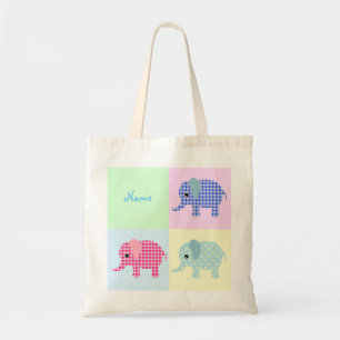 Colorful Cartoon Elephants Jumbo Canvas tas