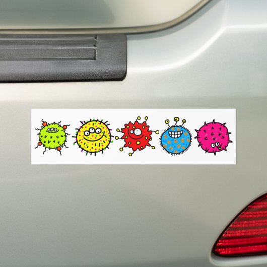Colorful Cartoon Germs Bumpersticker (Op auto)