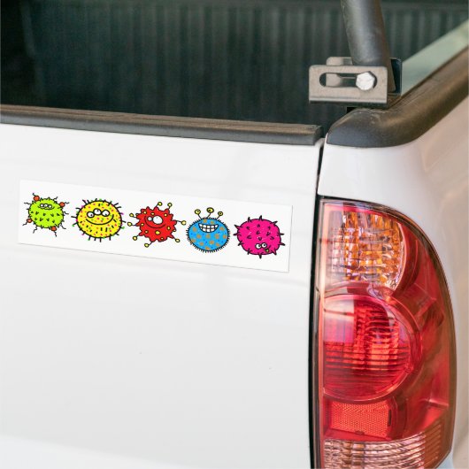 Colorful Cartoon Germs Bumpersticker (Op Truck)