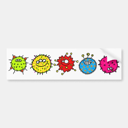 Colorful Cartoon Germs Bumpersticker (Voorkant)