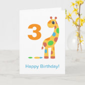 Colorful Cartoon Giraffe Happy Birthday Custom Age Kaart (Gele Bloem)