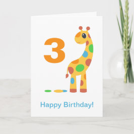 Colorful Cartoon Giraffe Happy Birthday Custom Age Kaart