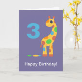 Colorful Cartoon Giraffe Happy Birthday Custom Age Kaart (Gele Bloem)