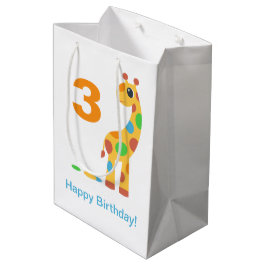 Colorful Cartoon Giraffe Happy Birthday Custom Age Medium Cadeauzakje