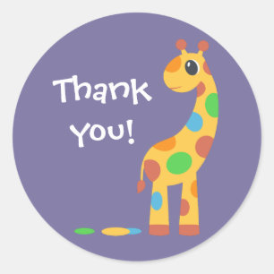 Colorful Cartoon Giraffe Hartelijk dank Ronde Sticker